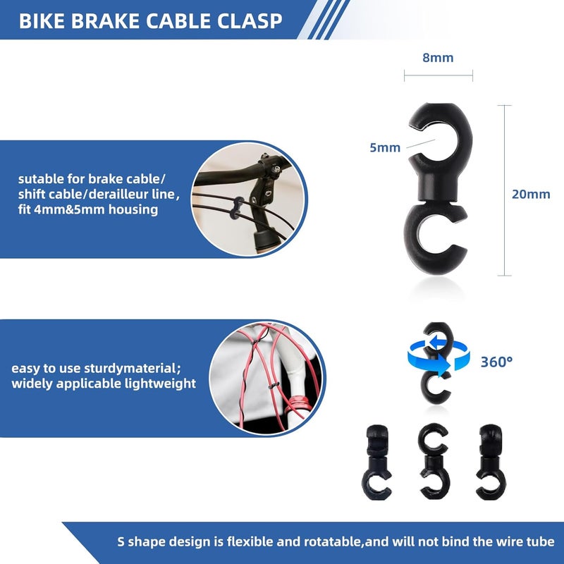 mamakoi Bike Cable End Caps, Bike Cable Clasps, Alloy Cable End Crimps,Derailleur Cable End Cap,Bicycle Rotatable S-Hook Clips, Alloy non rusting, Bike Brake Cable End Tips for MTB Road Mountain Bicycle,60PCS - Image 4